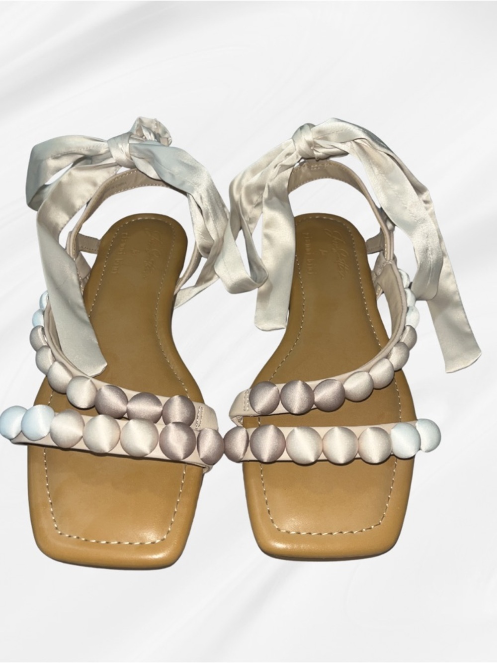 NWOT Gianni Bini x Jess Southern Ashley Beaded Ankle Wrap Sandals - 5.5